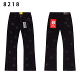 Leather Embroidered Letter Jeans Rose Pants