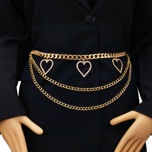 Multi layer chain geometric peach heart body chain S704852940717