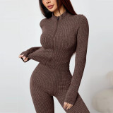 External threaded zipper yoga suit set A990800105374-1