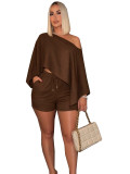 Off shoulder top, pocket shorts A715