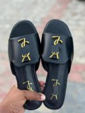 One line flat bottomed slippers with metal hardware and letter slippers S954692122556