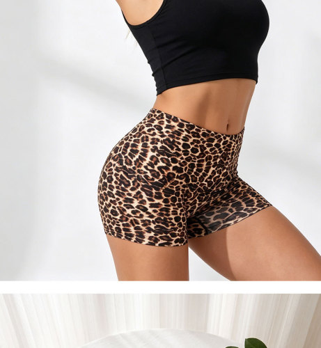 Leopard print 2-in-1 safety pants yoga boxer underwear A1051659074736