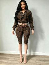 Long sleeved elastic cropped pants set MZ88722
