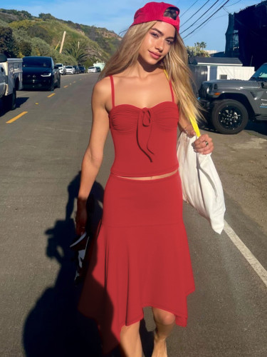 Single camisole dress leader light floating off the shoulder one neck long dress S5418800Y