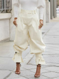 High waisted pleated leg tied lantern pants S391538