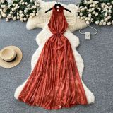 Hanging neck sleeveless dress W949157101051
