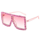 Bling Bling Crystal Rhinestones Oversize Square Women Sunglasses