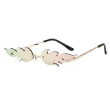 Small Rimless Fire Flame Shape Sunglasses