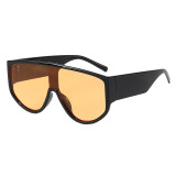 Oversized Flat Top Shield Sunglasses