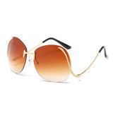 Fashion Women Sun glasses Oversized Rimless Sunglasses