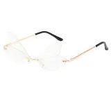 Dragonfly Wing Shaped Lens Rimless Sunglasses