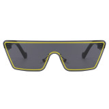 Fashion Oversized Shield Flat Top Sunglasses