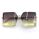 Metal Frame Square Rivet Chain Women Sunglasses