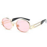 Retro Oval Metal Sunglasses
