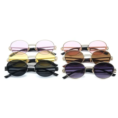 Retro Oval Metal Sunglasses
