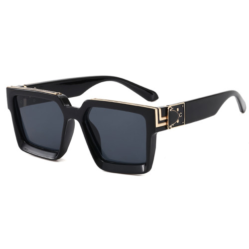 Men Women Square Oversized UV400 Black Shades Sunglasses