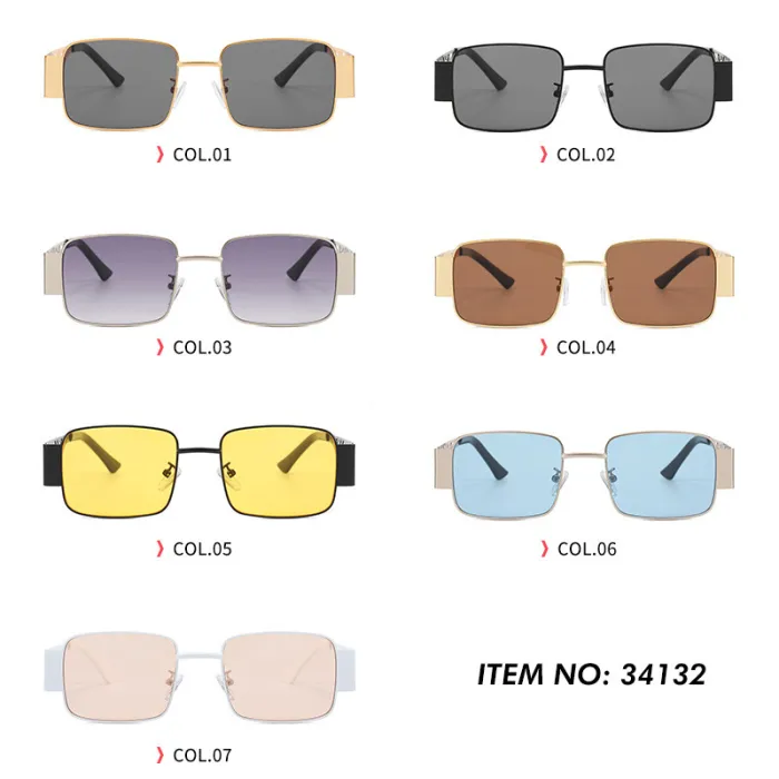 UV400 Square Metal Frame Sunglasses