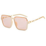 Women Luxury Glasses Square Rivet Chain Sunglasses
