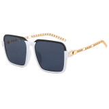 Women Luxury Glasses Square Rivet Chain Sunglasses