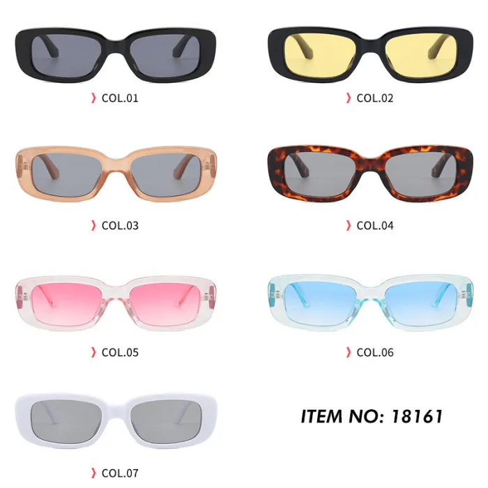 Retro Solid Plastic Small Rectangle Sunglasses