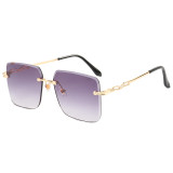 Diamond Cut Oversized Women Rimless Square Sunglasses
