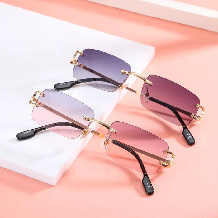 Rectangle Rimless Sunglasses