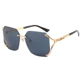Diamond Cut Oversized Women Rimless Sunglasses