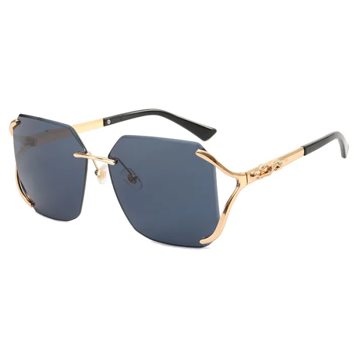 Diamond Cut Oversized Women Rimless Sunglasses