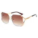 Diamond Cut Oversized Women Rimless Sunglasses