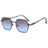 Tinted Trendy Metal Frame UV400 Shades Sunglasses
