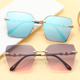 Diamond Cut Oversized Women Rimless Butterfly Sunglasses