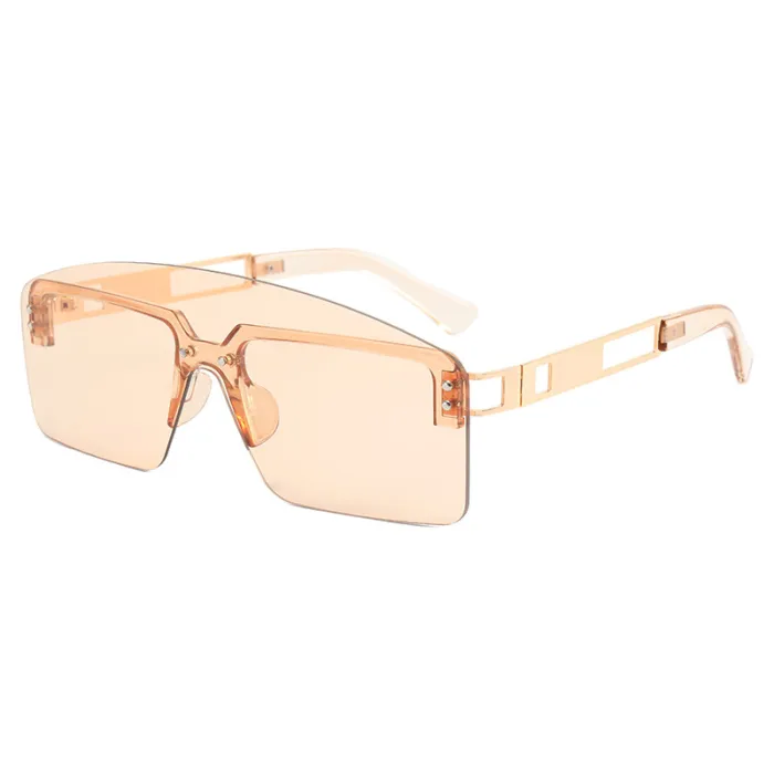 One Piece Tinted Lens Rimless Sunglasses