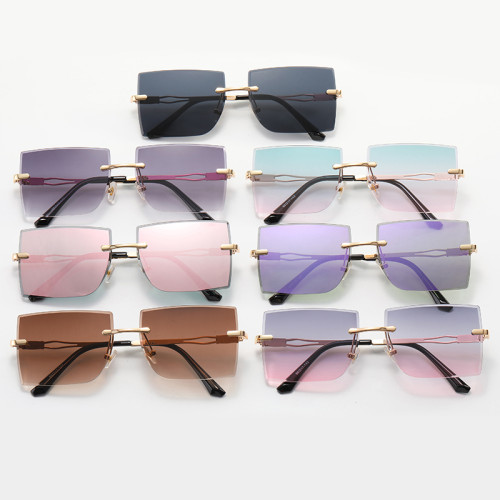 Women Rimless Square Sunglasses