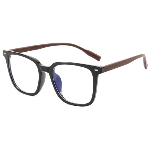 Anti Blue Light Blocking Plastic Faux Wood Eyeglasses