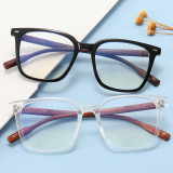 Anti Blue Light Blocking Plastic Faux Wood Eyeglasses