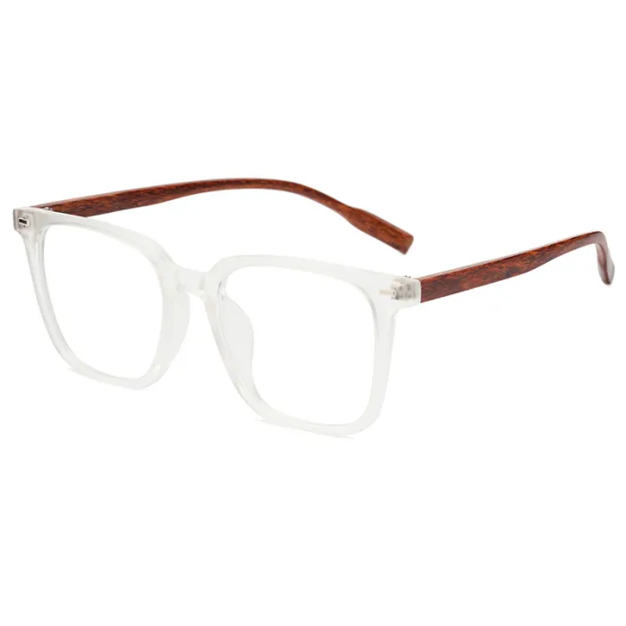 Anti Blue Light Blocking Plastic Faux Wood Eyeglasses