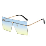 Flat Top Square Rimless Mono Lens Sunglasses