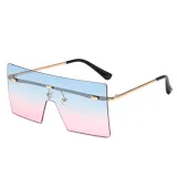 Flat Top Square Rimless Mono Lens Sunglasses