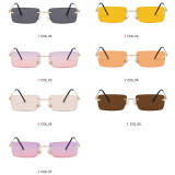 Retro Vintage Spring Hinges Small Rimless Rectangular Sunglasses