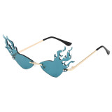 Rimless Women Tinted Fire Flames Sunglasses