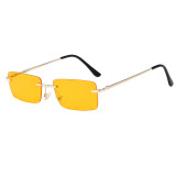 Retro Vintage Spring Hinges Small Rimless Rectangular Sunglasses