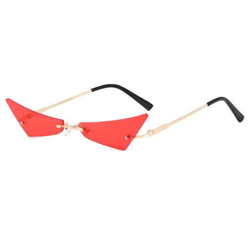 Tinted Small Rimless Pointed Cat Eye Sunglasses