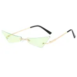 Tinted Small Rimless Pointed Cat Eye Sunglasses