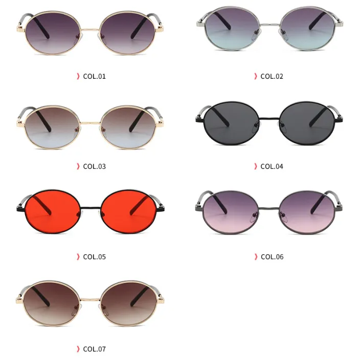 Retro Vintage Men Women Steampunk Style Small Oval Sunglasses