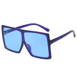 Big Frame Flat Top Square Oversized Mono Lens Sunglasses