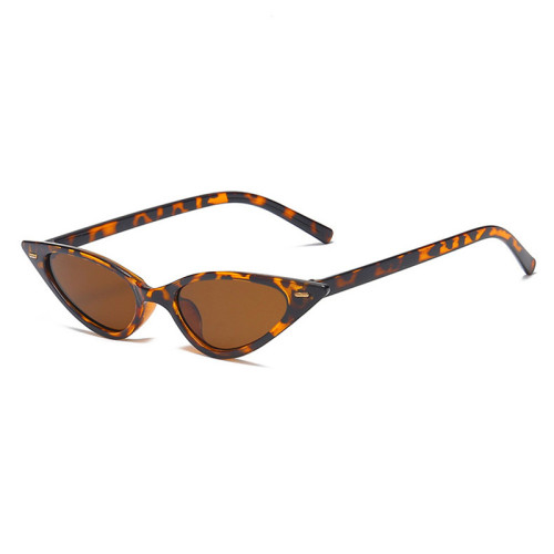Leopard Cateye Sunglasses Women Small Triangle Rivet Cat Eye Sunglasses