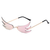 Rimless Fire Flame Wings Designer Sunglasses