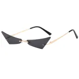 Tinted Small Rimless Pointed Cat Eye Sunglasses