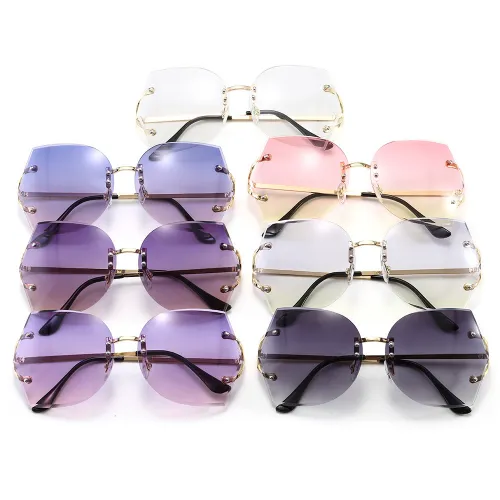 Women Elegant Oversized Rimless Sunglasses