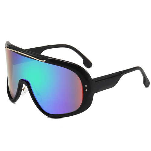 Large Frame Sports  Mono Lens Mirrored UV400 Oversize Cycling Shield Sunglasses